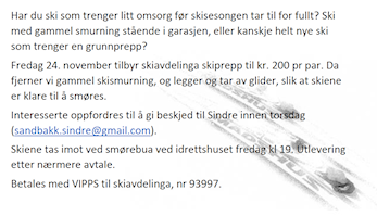Har du ski som trenger litt omsorg før skisesongen?
